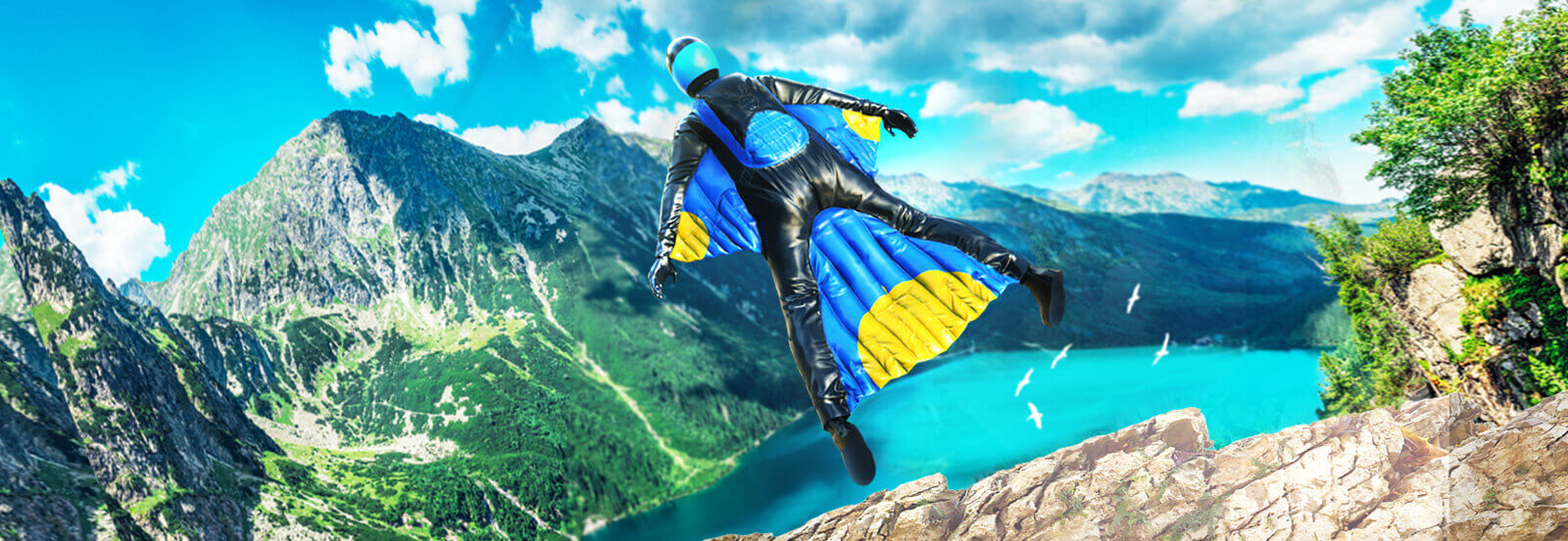 Base jump wing suit flying
